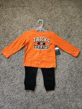 Orange And Black 'Tricks or Treats' Matching Set For Kids Size 2T
